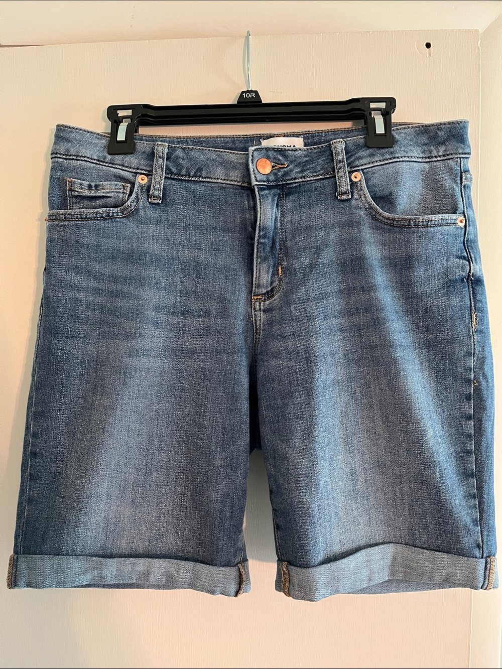Sonoma Medium Blue Rolled Cuff Denim Bermuda Shorts